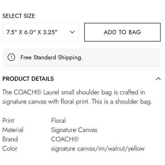 NWT Coach Laurel Small Shoulder Bag With Floral/Flowers Walnut Gold - Picture 6 of 6